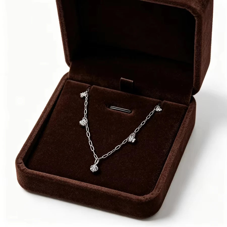 S925 silver clover thread lock bow necklace suitable for women's daily wear DIY exquisite jewelry gifts