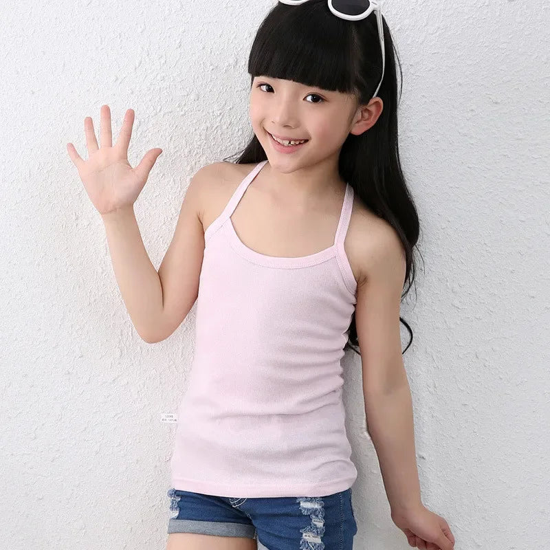 2-11Y Girls Casual Vest Children Summer Clothing Kids Baby Boy Sleeveless Tops Solid Color T-shirt Tees Outfit Toddler Girl Top