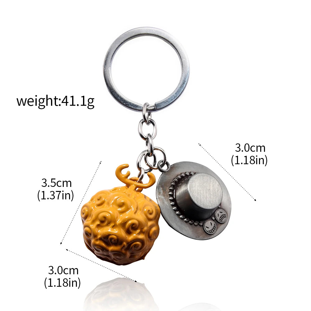 One Piece Luffy Straw Hat Keychain Rotatable Zoro Skull Metal Pendant Role-Playing Decorative Accessories Fan Jewelry Gift