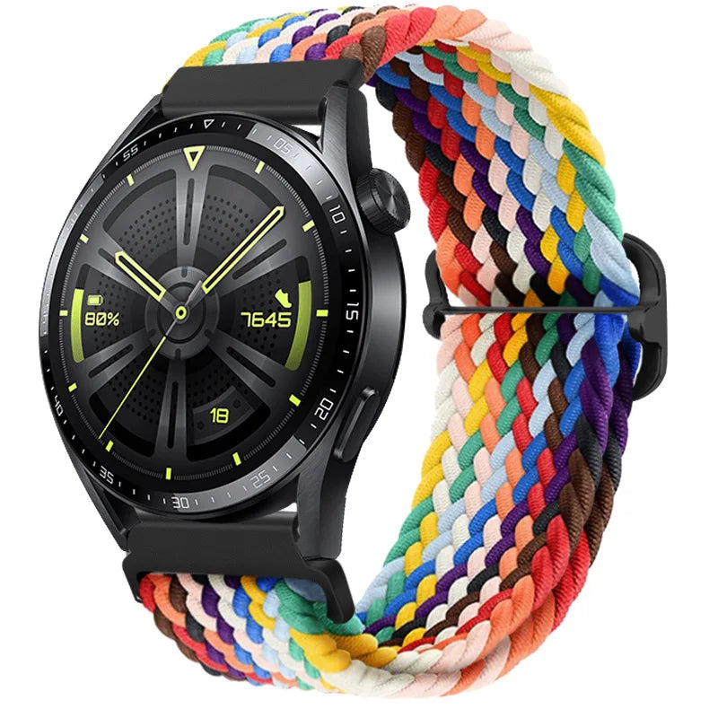 20mm 22mm Braided Solo Loop Strap For Samsung Watch 5/4/3 Active 2/Huawei Watch 3/GT Nylon Elastic Bracelet Amazfit GTR/GTS Belt