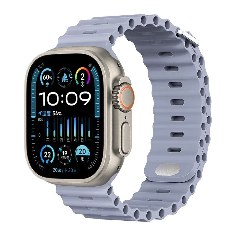 Ocean Silicone Strap For Apple Watch UItra 3 1 2 49mm 10 9 8 7 11 46mm 42mm 45mm 41mm Bracelet Wristband iWatch 6 5 4 SE3 44mm