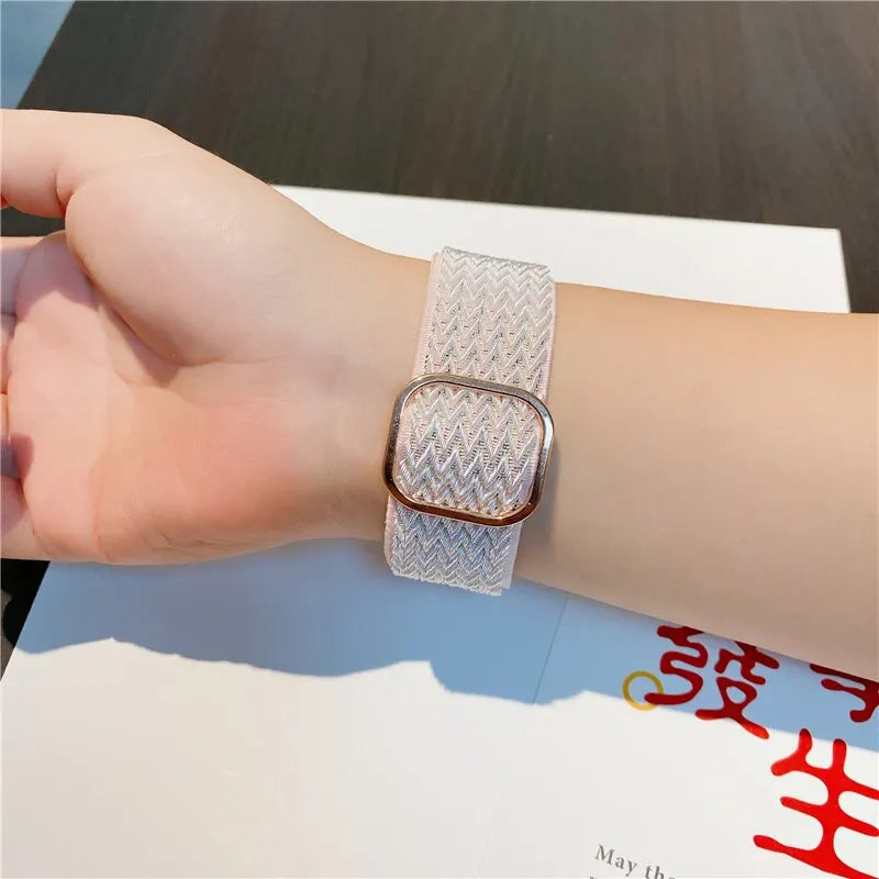 Scrunchie Strap for Apple watch Ultra 49mm band 45mm 44/46mm 41mm Adjustable Nylon Loop bracelet iWatch serie se 6 7 8 9 10 11