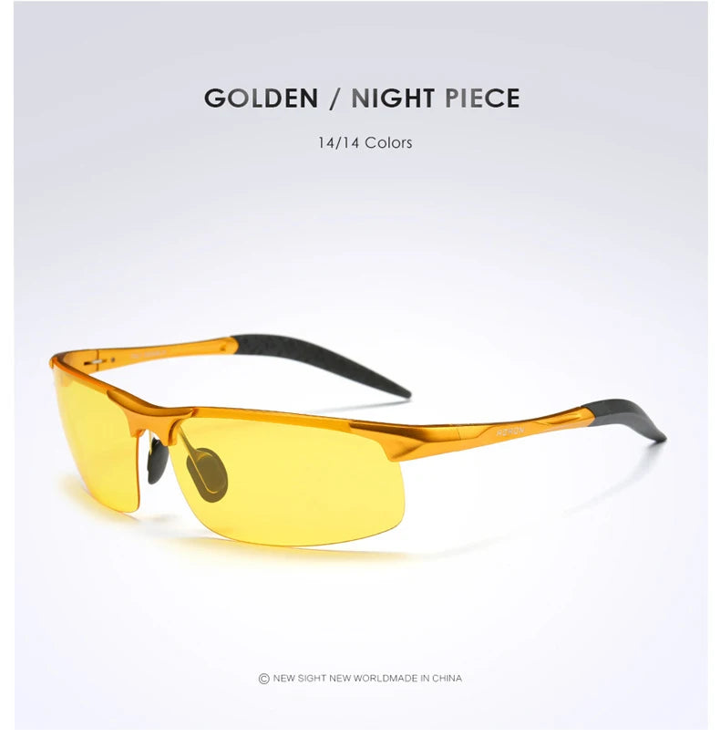 AORON Driving Polarized Sunglasses Men Aluminum Magnesium Frame Sport Sun Glasses Driver Sunglass UV400 Anti-Glare