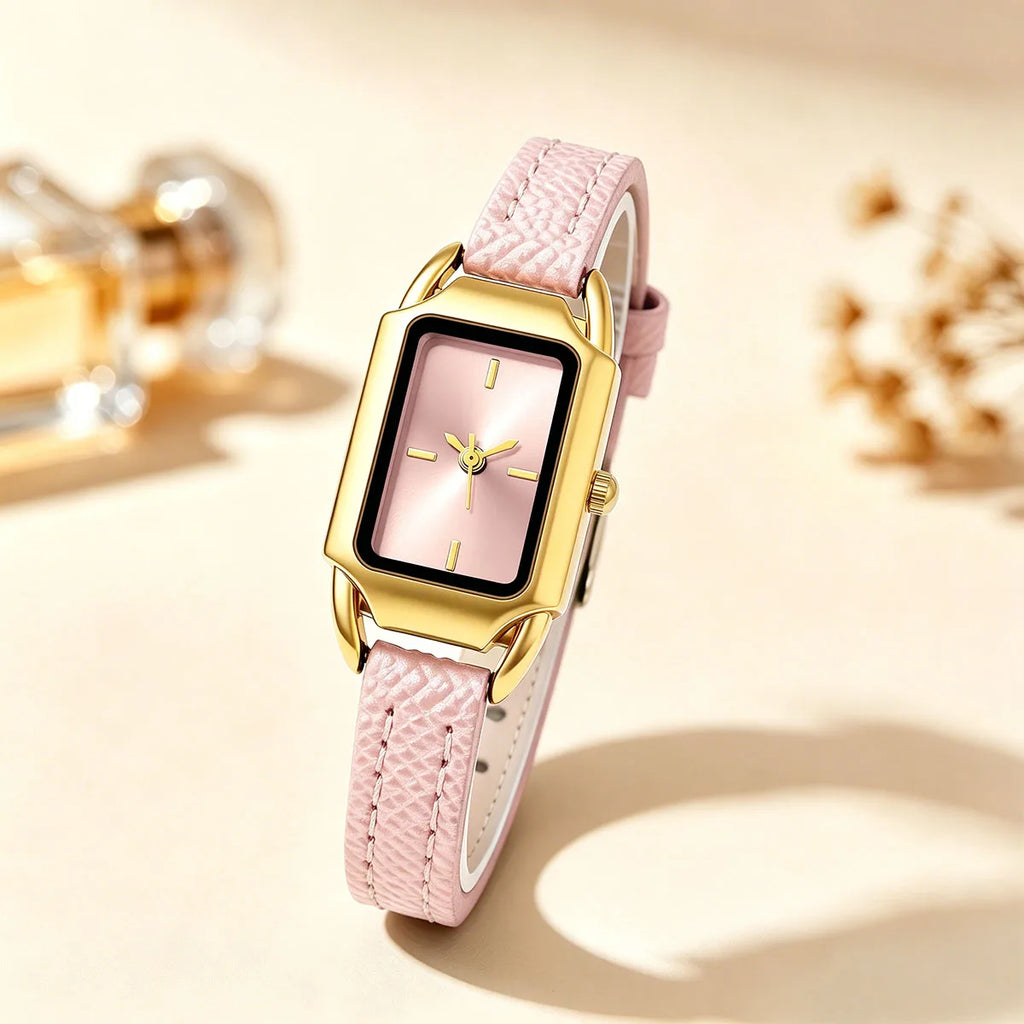 Simple Fashion Casual Women Fashion PU Leather Rectangle Quartz Watches