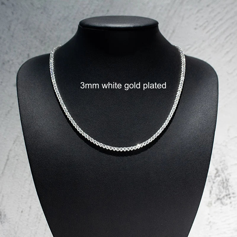 2-5mm Men Women Moissanite Tennis Chain Rose Yellow Moissanite Tennis Bracelet s925 Silver Tennis Chain For Women Men