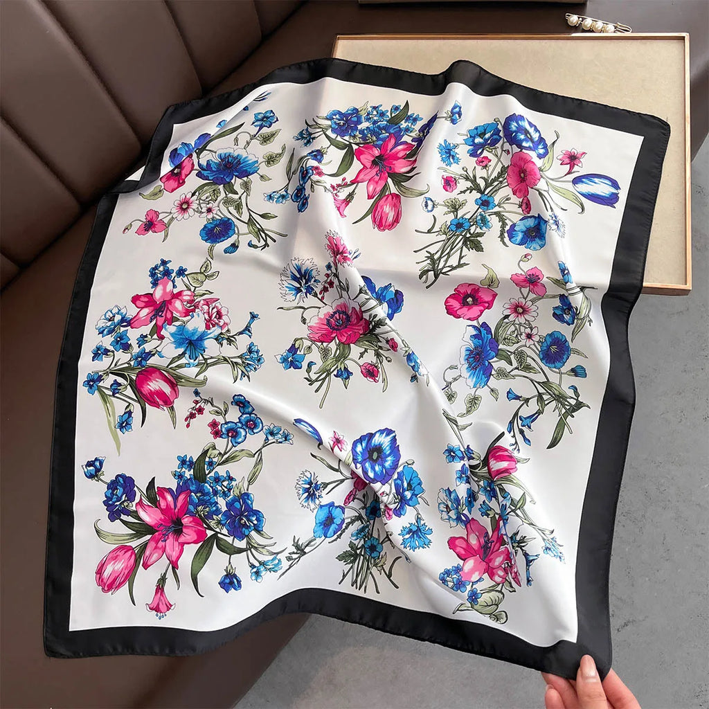 2025 New Yellow Lemon Print Square Silk Scarf for Women 70*70cm Neck Ties Fashion Decorate Neckerchief Female Hijab Bag Ribbions