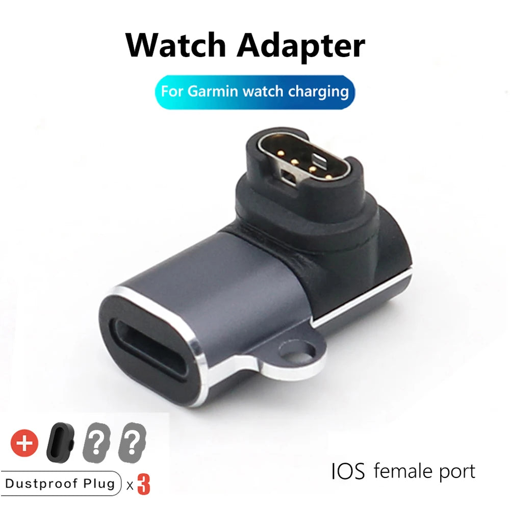 Type C/Micro USB/iOS Charging Portable Adapter For Garmin Fenix 8 7 7S 7X 6 6S 6X 5 5S 5X Venu 2 Smart Watch Charger Converter