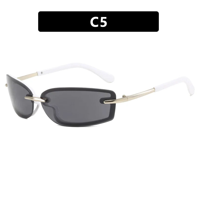 Rimless Y2K Style Sunglasses Rectangle Fashion Popular Women Men Shades Square Sun Glasses for Female Male Glasses Metal Frame