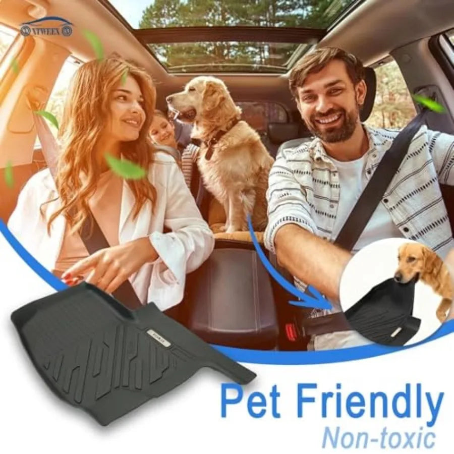 All Weather Floor Mat for 2019-2023 Tesla Model 3, TPE Car Mat Full Set 1st 2nd Row All Weather Protection Anti-Slip Waterproof
