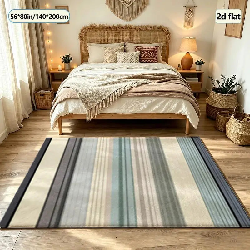 Matte Multi-Color Vertical Stripe Pattern Carpet Floor Covering for Home Bedroom Living Room Floor Carpet