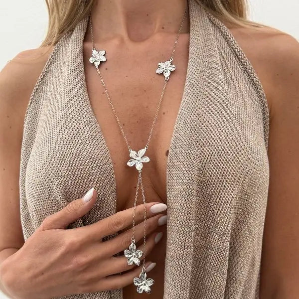 Trendy Gold Silver Color Glass Long Y-Shaped Necklace Metal Collarbone Chain Summer Holiday Party Bohemian Body Jewelry Gifts