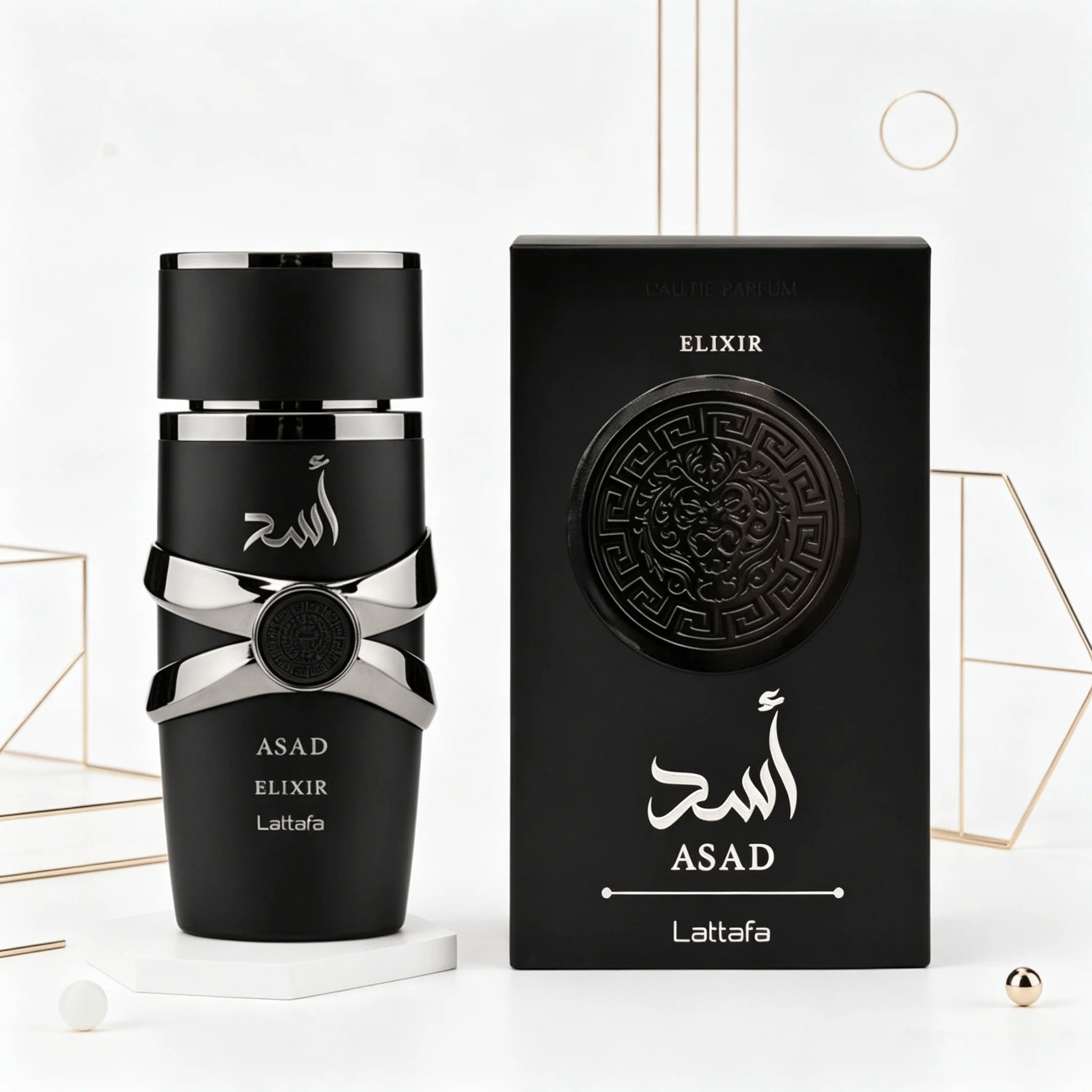 YARA LATTAFA Asad Elixir Eau De Parfum 100ML With Original Gift Box Long Lasting Intense Woody Oriental Fragrance Men Perfume Matte Black Silver Luxury Embossed Bottle Masculine Scent Business Holiday Gift for Him