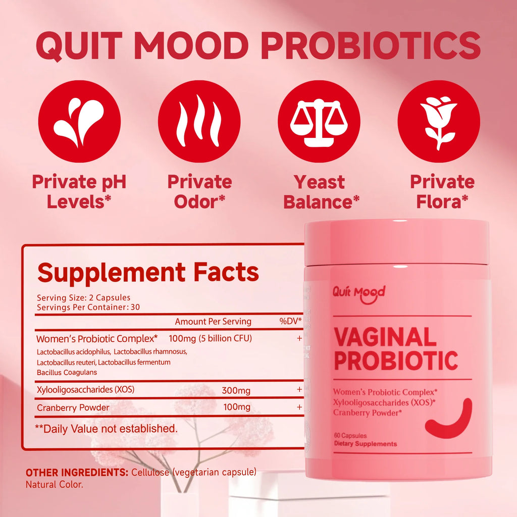 Quit Mood Probiotics for Women PH Balance with Probiotics and Lactobacillus Probiotic Blend - Women's Health Supplement