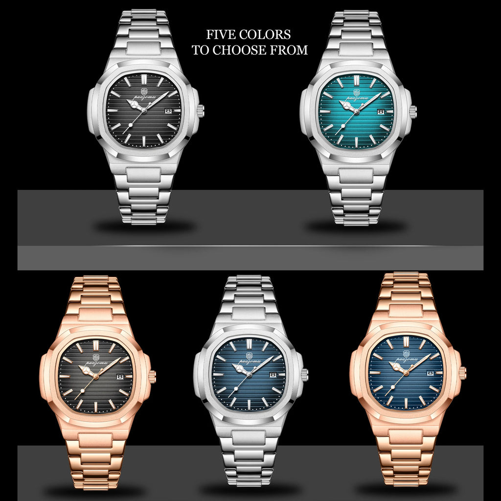 PAAZOMU Top Luxury Brand Man Watch Sports Waterproof Luminous Date Men Wristwatch Square Dial Quartz Men's Watches High Quality