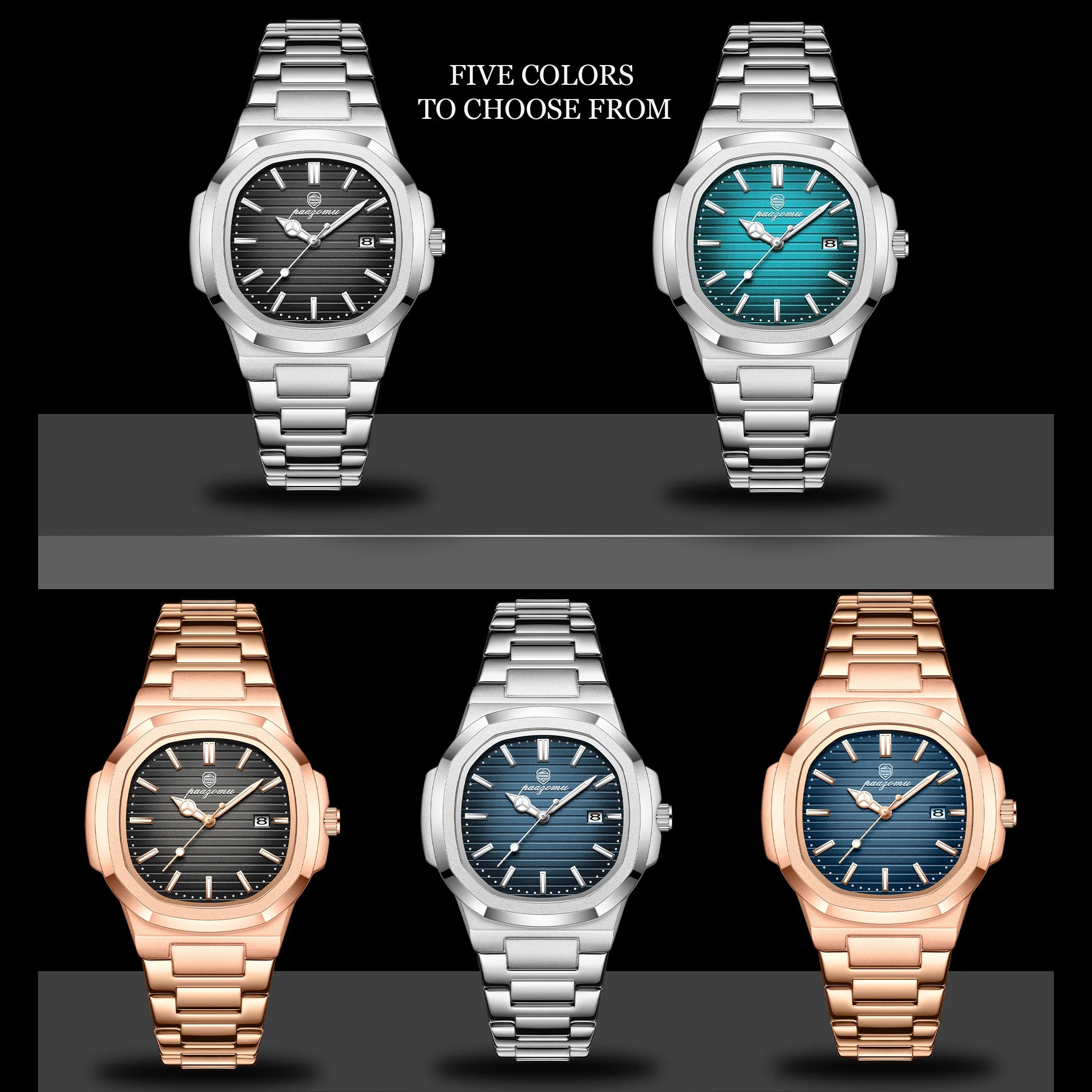 PAAZOMU Top Luxury Brand Man Watch Sports Waterproof Luminous Date Men Wristwatch Square Dial Quartz Men's Watches High Quality