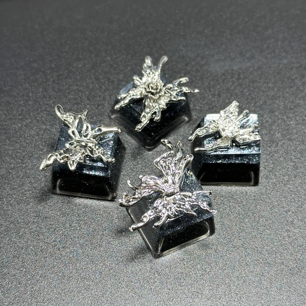 Custom Handmade Metal Keycaps Black Butterfly Girl Design OEM ESC Keys for Mechanical Gaming Keyboard Artisan Personality Gift
