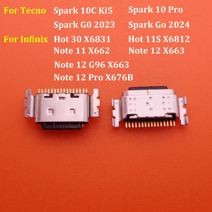 10-100PCS USB Charging Port Connector for Infinix Hot 30 X6831 Note 11 X662 12 X663 Hot 11s for Tecno Spark 10C Charging Pins