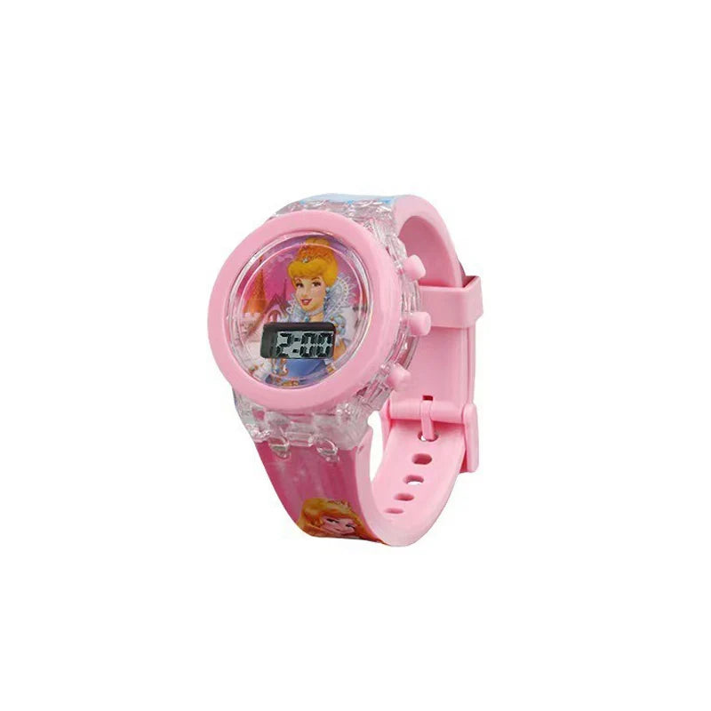 Flash Light Frozen Mickey Kids Watches For Girls Cartoon Snow White Car Children Watch Boys School Student Digitel Clock Gifts