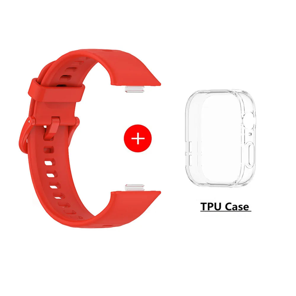 Silicone Watch Strap For Huawei Watch Fit 3 Strap Replacement Band For Huawei Watch Fit3 Strap With Case Screen Protector