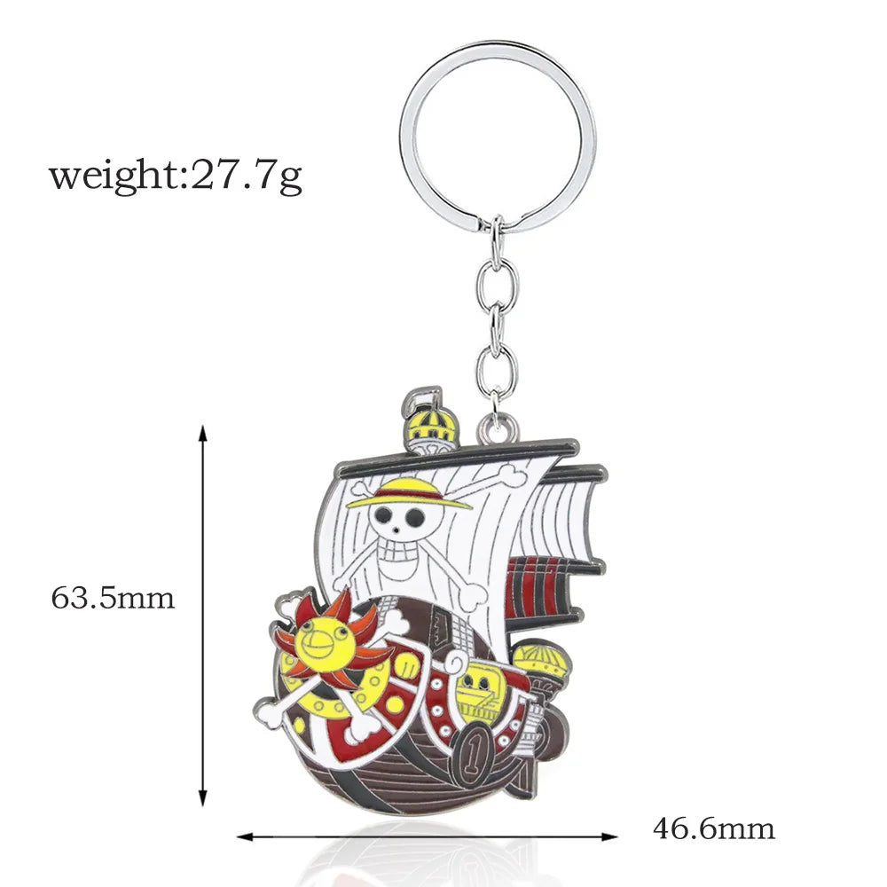 One Piece Luffy Straw Hat Keychain Rotatable Zoro Skull Metal Pendant Role-Playing Decorative Accessories Fan Jewelry Gift