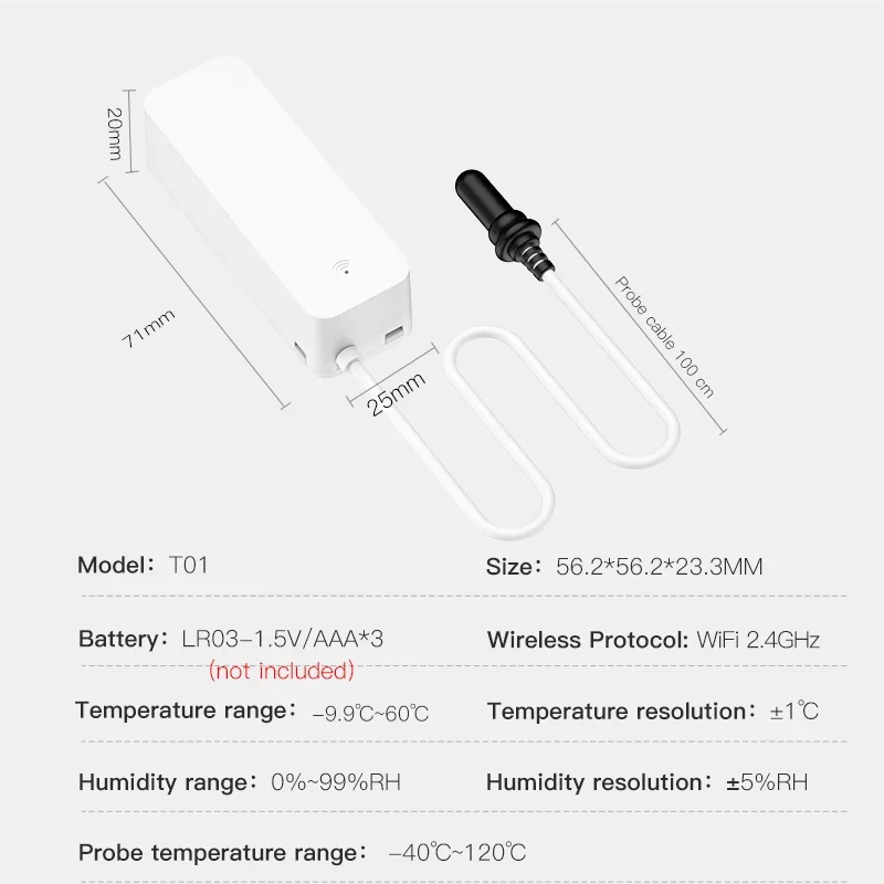 Tuya WiFi Zigbee Temperature Humidity Sensor With External Probe for Smart Home Hygrometer APP Monitoring For Aquarium Winery