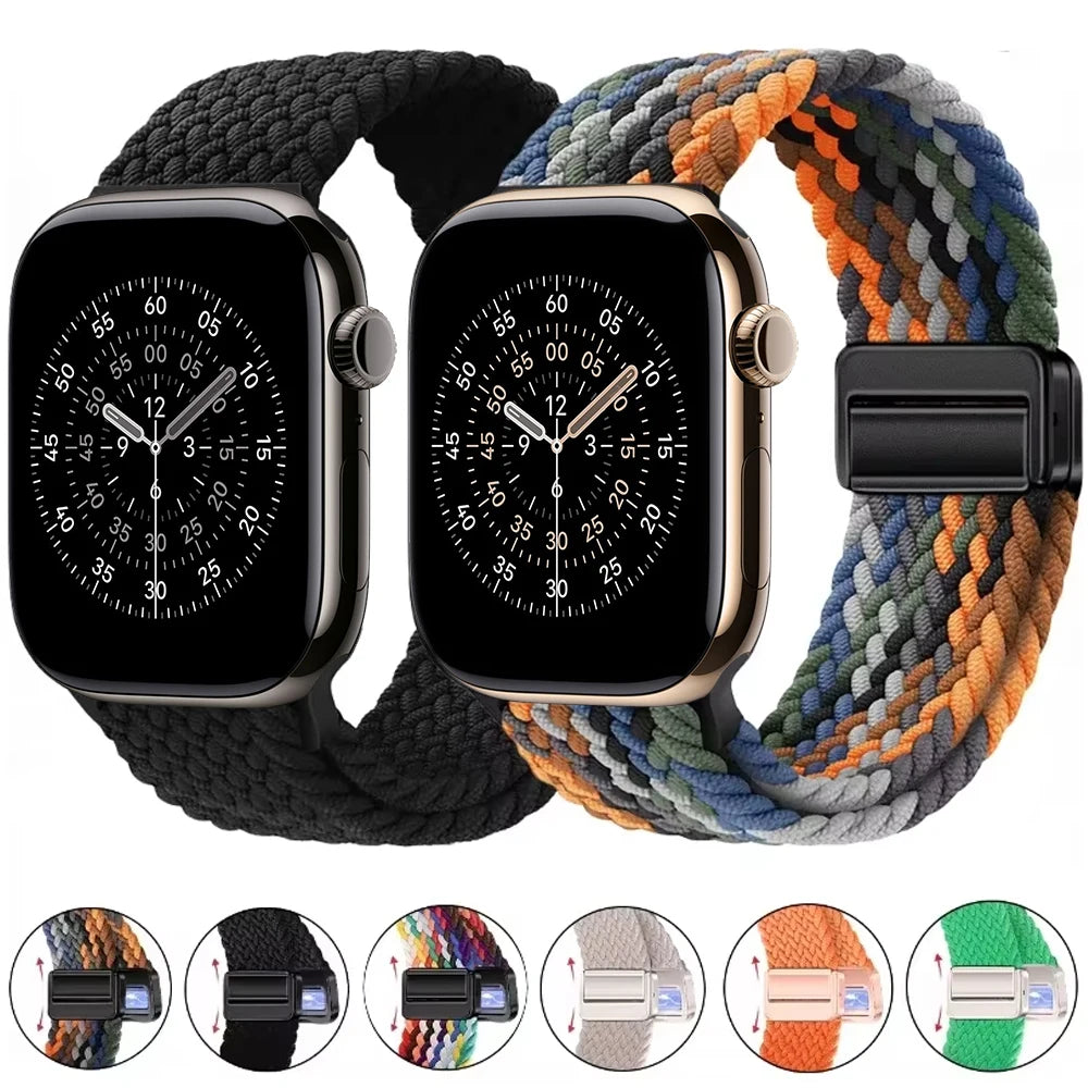 Nylon strap For Apple watch 11 10 42mm 46mm 9 8 7 45mm 41mm Ultra 3/2/1 49mm Magnetic wristband For iWatch 6 5 4 3 SE 44mm 40mm