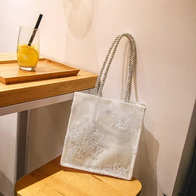 Chic Summer Light Bags Fashion Party Wedding Bags Ivory White Lace Bag Women Purses Handbag Totes Shoulder Female Bride