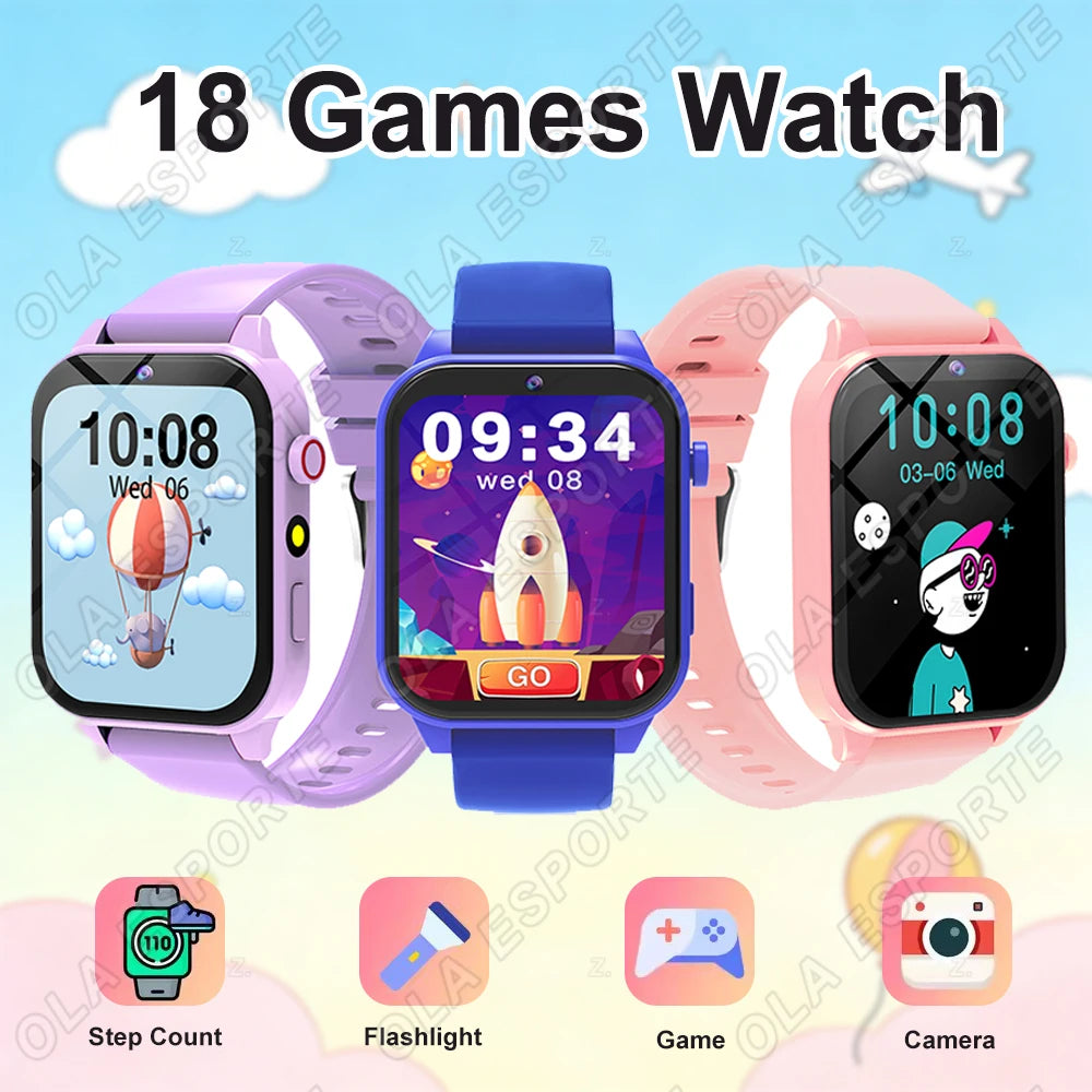 2026 New Smart Watch Kids 1.83 Inch Display 18 Games Sleep Monitor Camera Alarm Clock Children Kids Smartwatch Boys Girls Gifts