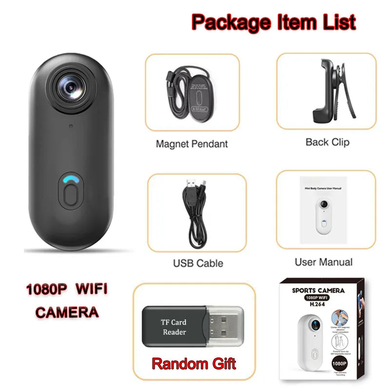 4K HD Mini Vlog Camera with WiFi Wireless Portable Action Body Cam for Sports Travel Photography Pocket Sized Video Recorder