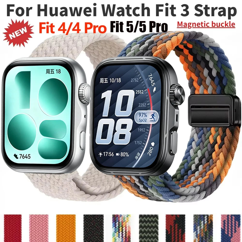 Magnetic Buckle Strap for Huawei Watch Fit 3/4/4 Pro Nylon Loop Bracelet Correa for Huawei Watch Fit 5/Fit 5 Pro Smart Wristband