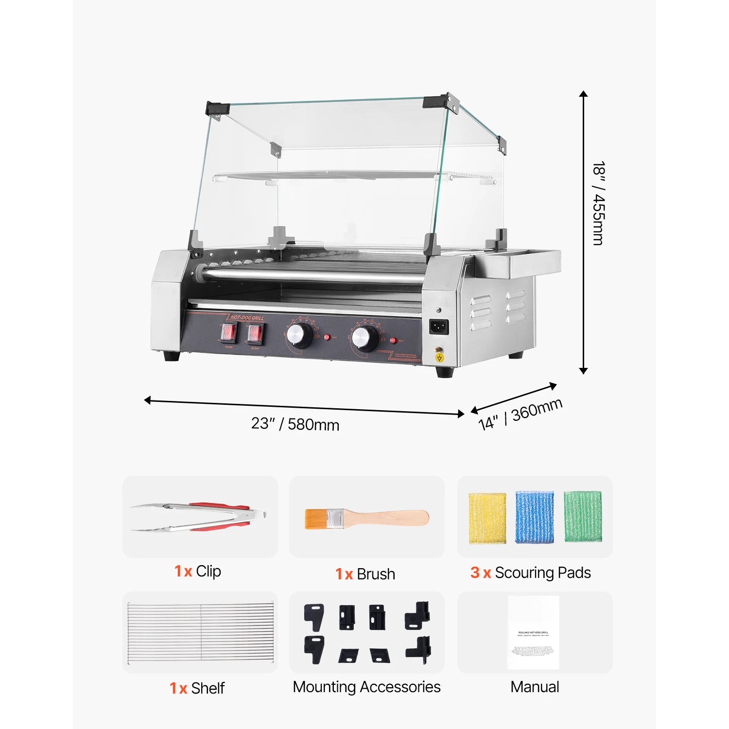 SucceBuy 5 7 11 Rollers Hot Dog Roller Stainless Steel Sausage Grill Cooker Commercial Hot Dog Machine with Dual Temp Control