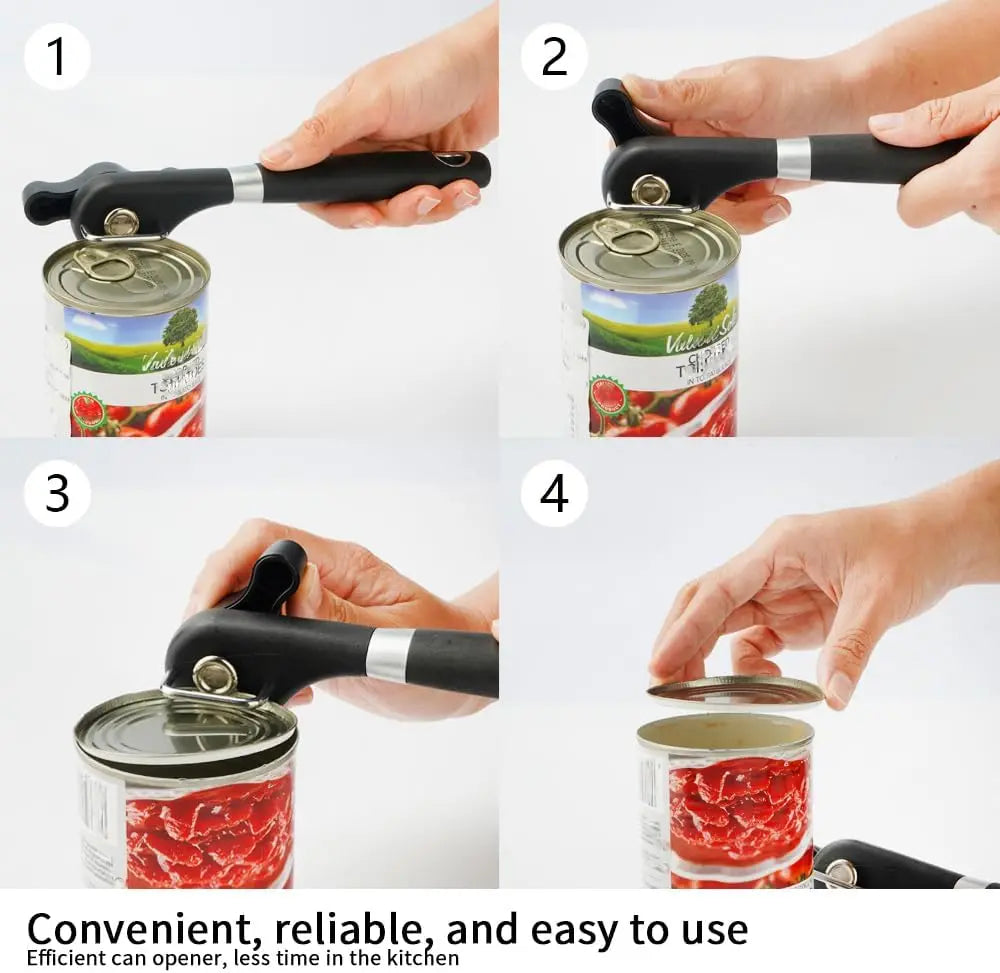 Heavy Duty Manual Can Opener Sturdy Stainless Steel with Comfort Grip It Also Functions As A Multi-functional Bottle Opener.