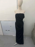 Sexy Solid Pleated Halter Women's Dress Fashion Sleeveless Backless Waist-cinching Split Maxi Dresses 2026 Summer Party Gowns
