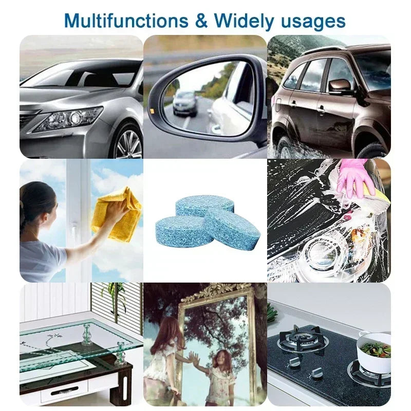 New 100Pcs Degreasing Film Wiper Essence Effervescent Tablets Solid Cleaner Car Windscreen Glass Toilet Cleaning Car Accessories