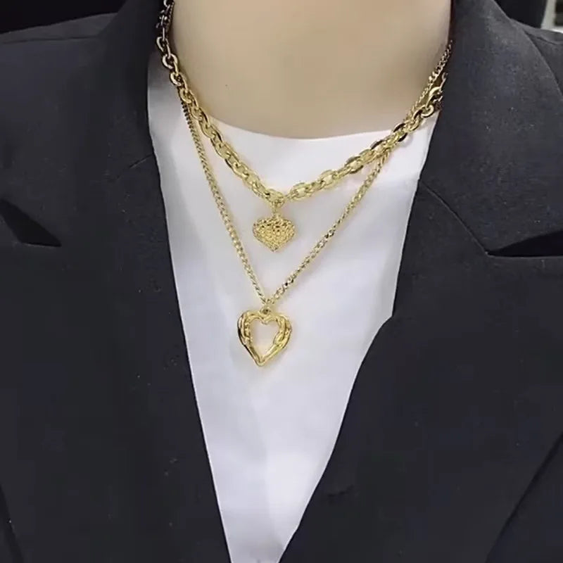 Delicate irregularly folded double love necklace, a high-end party accessory and high-quality gift.