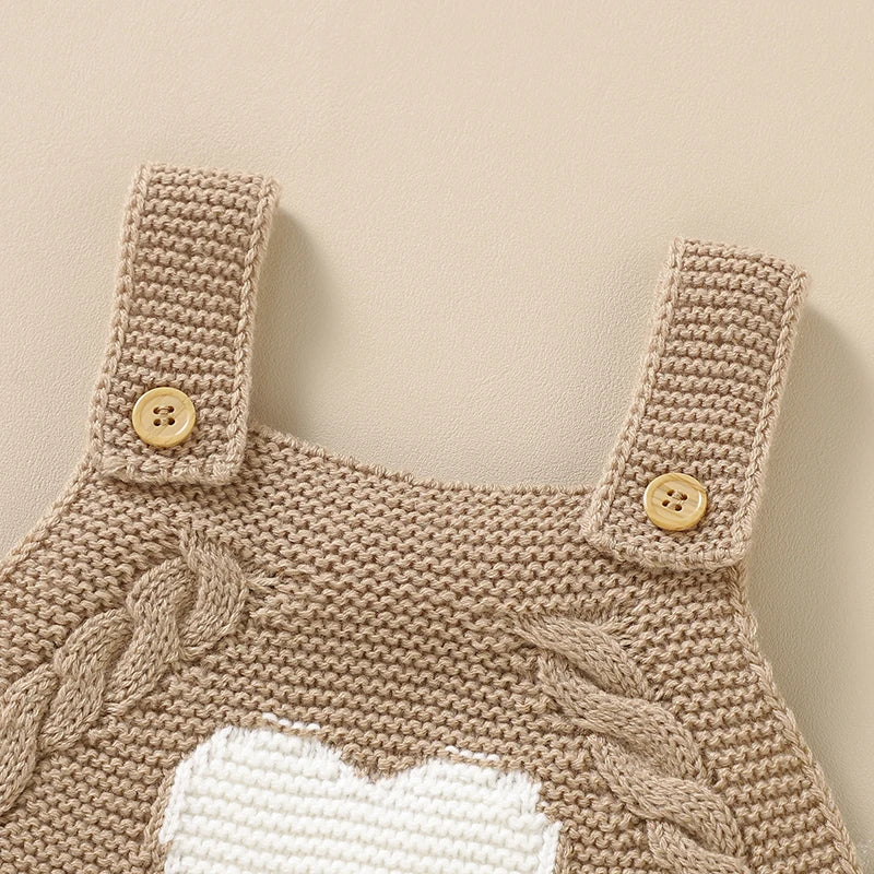 Baby Rompers Knitted Newborn Boys Girls Jumpsuit Sleeveless Autumn Infant Kid Sling Clothes 0-18M Fashion Solid Loving Overalls