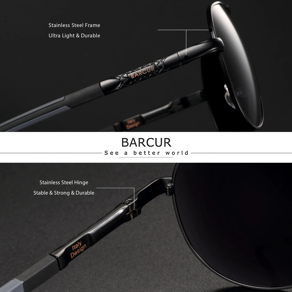 BARCUR Men Polarized Sunglasses Man Designer Red Glasses Classic Sun Glasses Women Shade Male Driving Accessories Eyewear