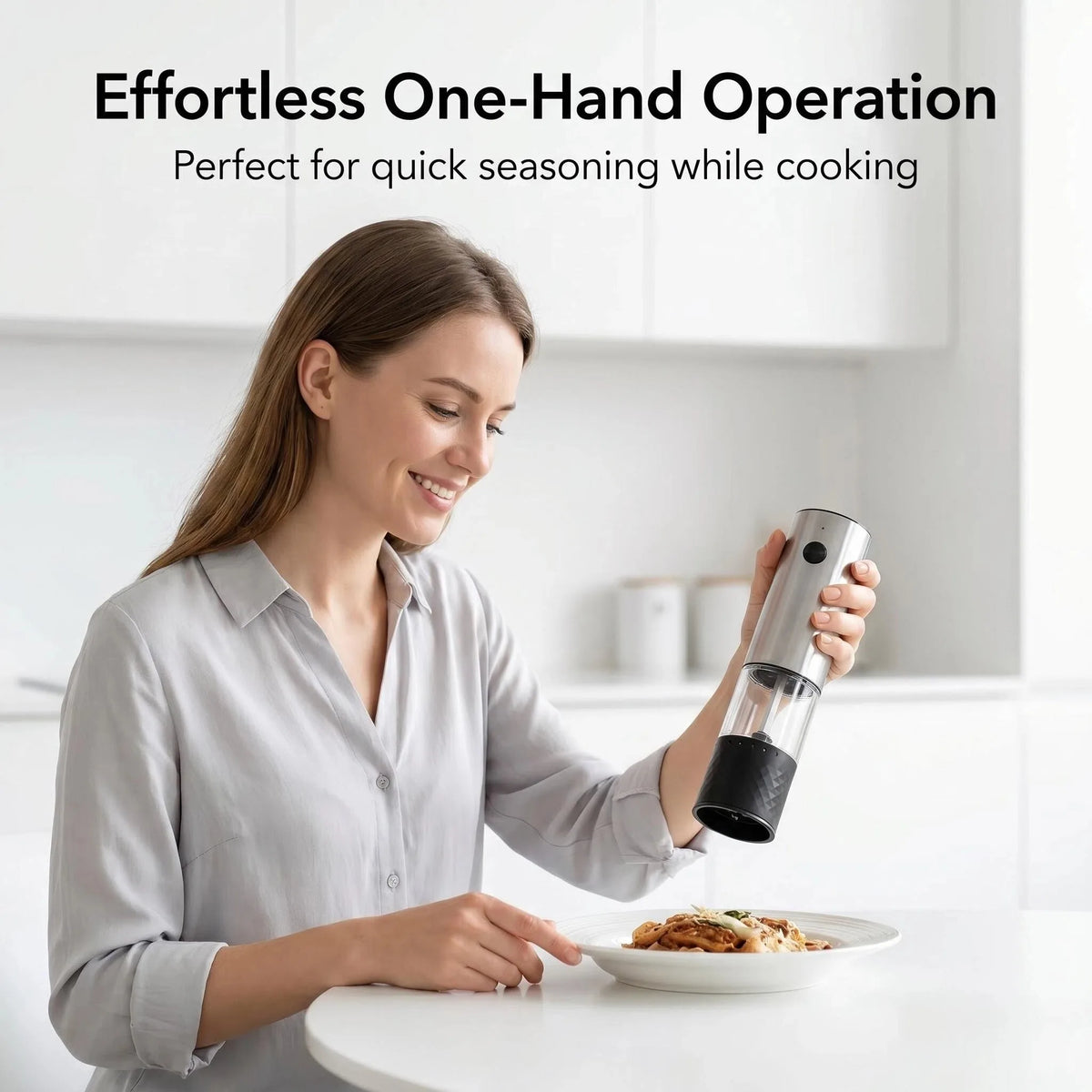 1pc/2pcs MINI USB Rechargeable Automatic Pepper Grinder Adjustable Coarseness Salt And Pepper Mill for Kitchen Spice Grinder