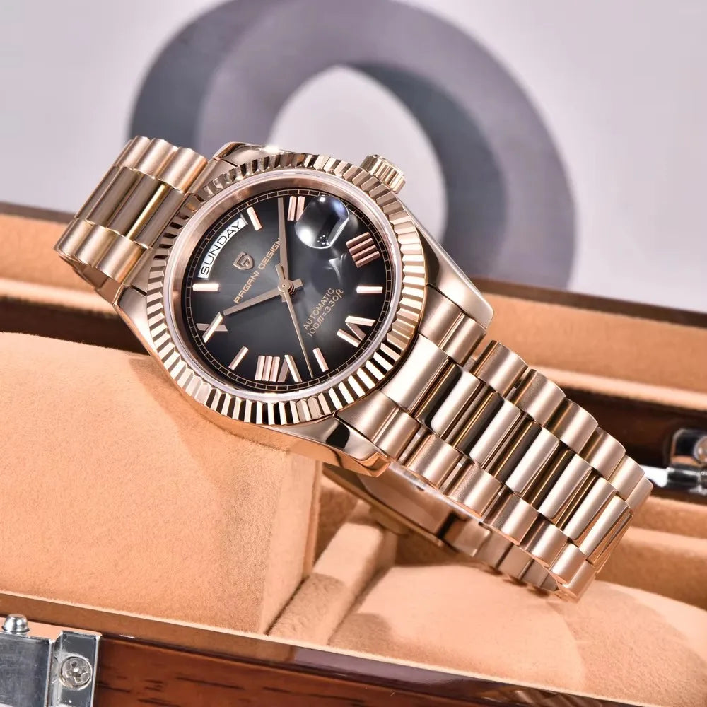 2026 New PAGANI DESIGN DD36 Rose Gold Men's Watches Luxury Mechanical Automatic Watch For Men Date Waterproof AR Sapphire Clock