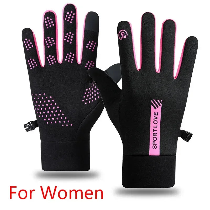 Winter Gloves Men Women Cycling Bike Non-slip Thermal Fleece Cold-Resistant Wind Waterproof Warm Outdoor Running Skiing Mittens