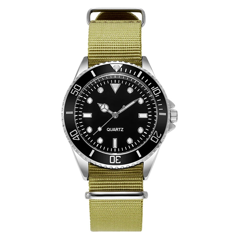 Diver Style Watch Japan Movement Rotating Bezel Fabric Strap 40mm Dial