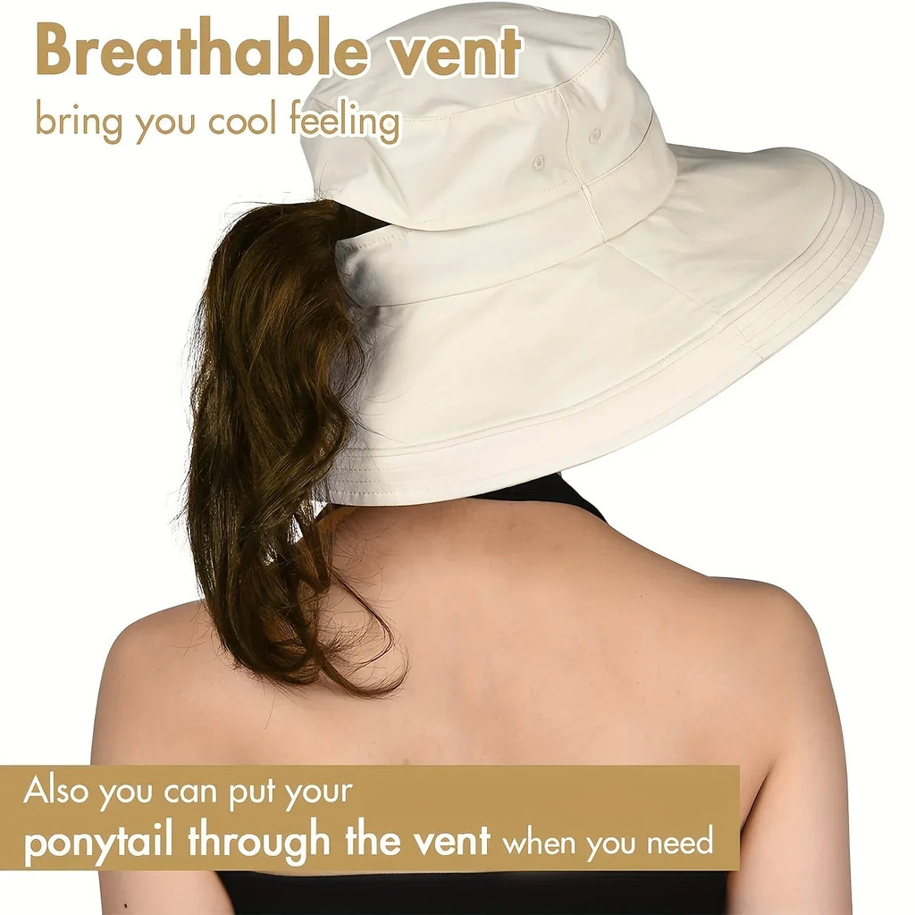 Sun Cap - Breathable foldable design with adjustable straps for beach gardening and outdoor activities.