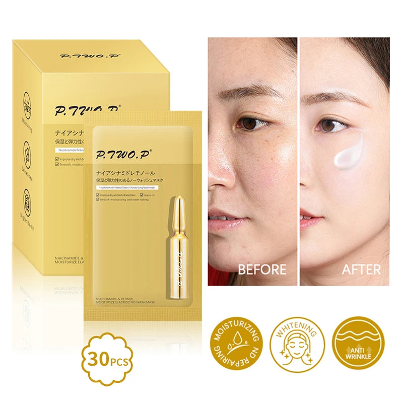 30pcs Face Mask Collagen Moisturizing Hyaluronic Acid Facial Mask Cream Repair Anti Wrinkle Sheet Sleeping Face Mask Skin Beauty