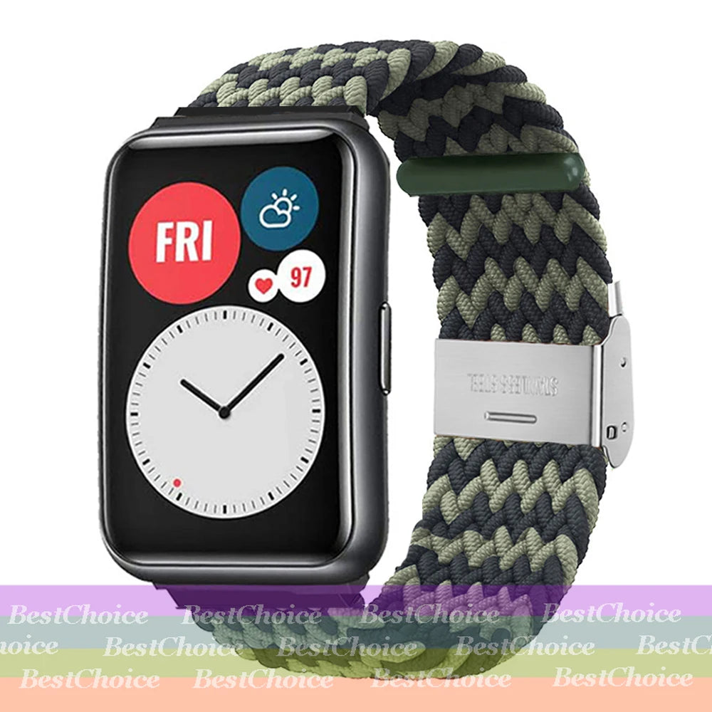 Nylon Braided Watch Strap for Huawei Watch Fit 3 Elastic Loop for Huawei Watch Fit 2 1Adjustable Band Bracelet Metal Connector