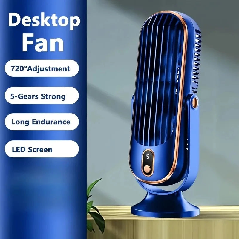 1 Portable Air Conditioning Fan, Large Battery Dual Motor Household Small Air Cooler, 5-speed 720 ° Surround Air Cooling Fan