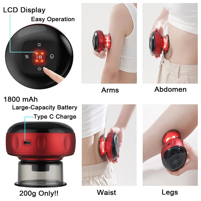Smart Vacuum Cupper Body Cupping Scraping Massager Electric Heated Suction Cup Device Back Neck Arm Massager Relieve Fatigue