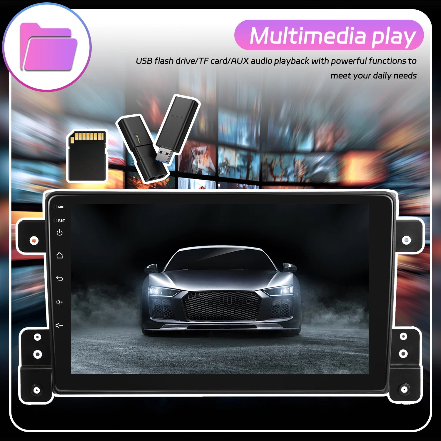 Car Radio for Suzuki Grand Vitara 2005-2015 with Wireless Carplay & Android Auto, 9 Inch IPS Touch Screen for Grand Vitara Car Stereo BT FM in Dash GPS WiFi Backup Camera SWC-2+64G