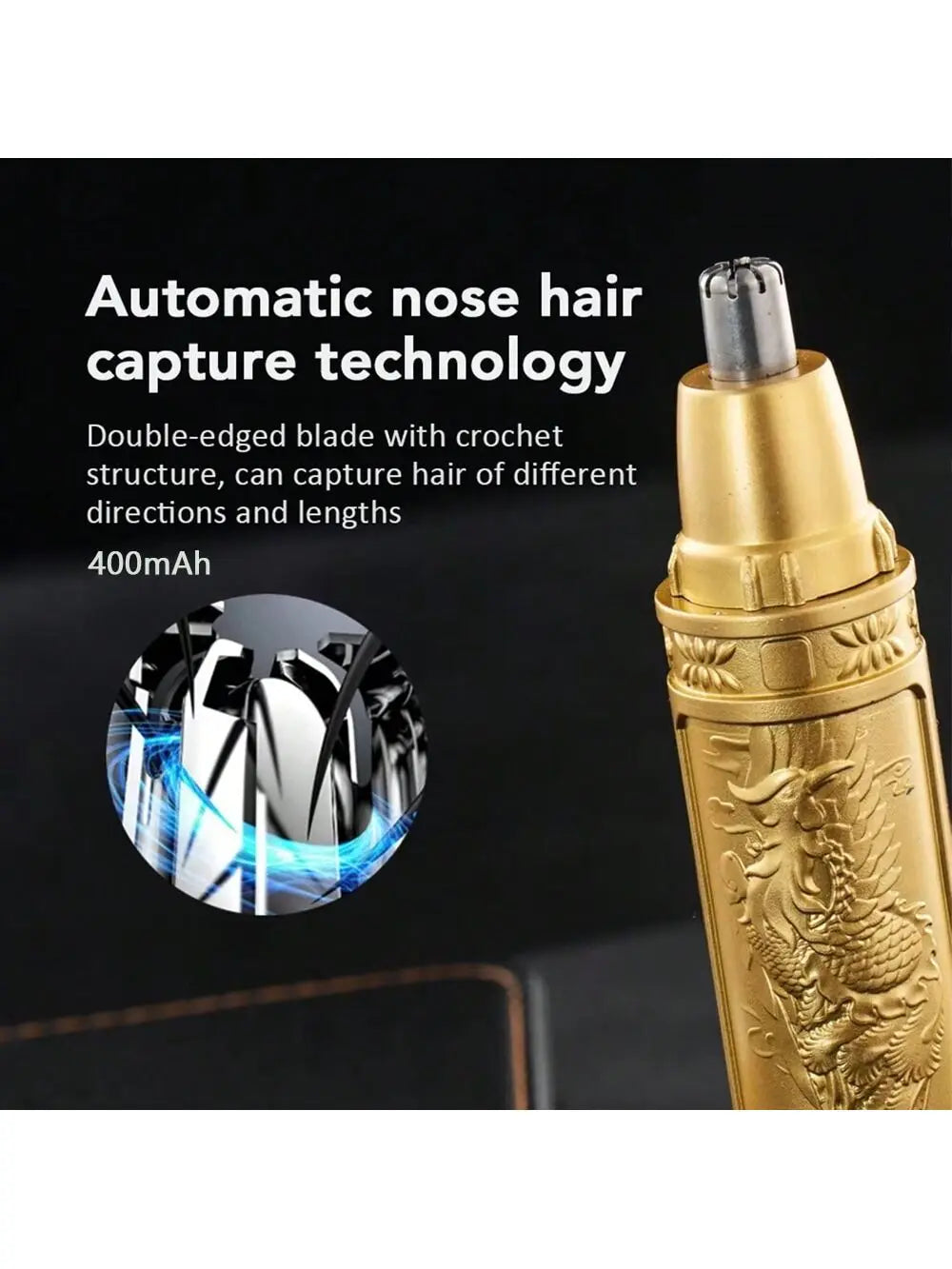 2026 Ear and Nose Hair Trimmer for Men 360 Rotating Dual-Blade Electric Shaver Professional Ear Nose Removal Battery (Without Ba