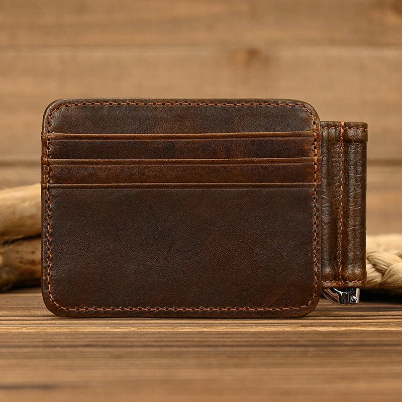 Genuine Leather Money Clip Purse For Men Women Cash Clip Wallets Male Short Wallets Card Holder Multi Cards Short Purse for Man