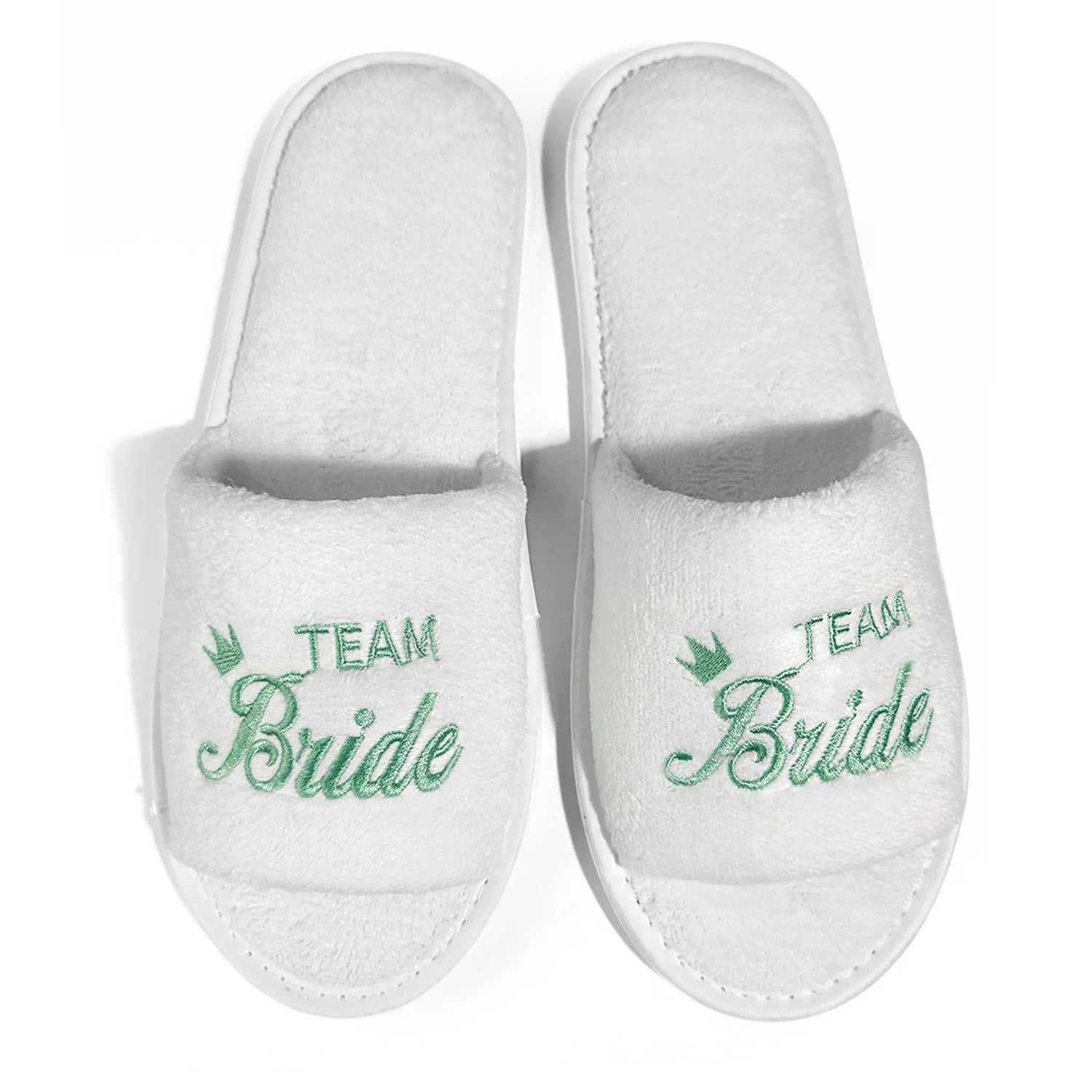 Bride & Bridesmaid, Wedding Party Guests Home Slip On Shoes Bridal Party Slippers Open-toe With Golden, Mint Green and Pink